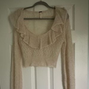 Free People Shear Ruffled Top Sz S